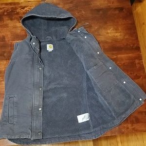Carhartt Women's Small Vest Jean and Fleece EUC